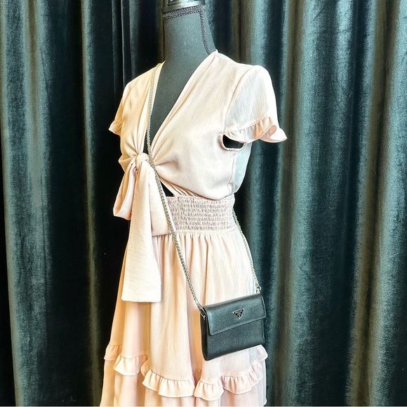 PRADA Black Saffiano Leather Compact wallet Crossbody - Picture 2 of 16